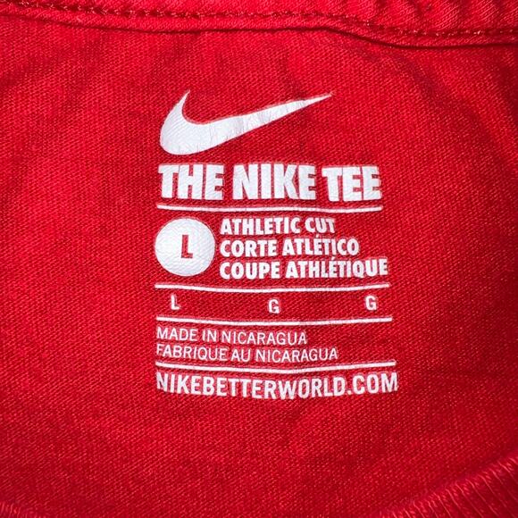 The Nike Tee Girls Sparkle This T Shirt Top Red Gold Athletic Cut Large - Picture 5 of 6